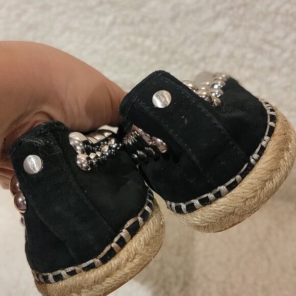 Brian Atwood Womens Black Flat Espadrille shoes - Picture 10 of 13